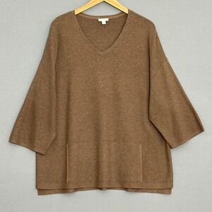 J Jill Purejill Womens Sweater Brown Silk Wool Oversized Minimalist Lagenlook